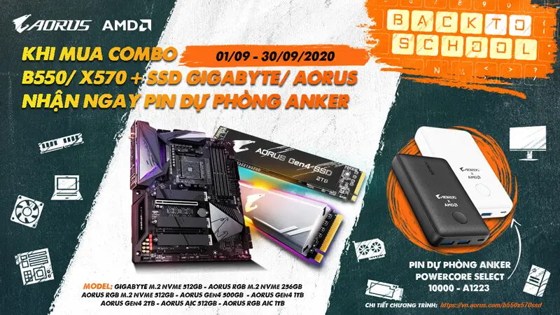 Chương trình Khuyến mãi “MUA COMBO B550/X570 + SSD GIGABYTE / AORUS - TẶNG PIN DỰ PHÒNG ANKER”