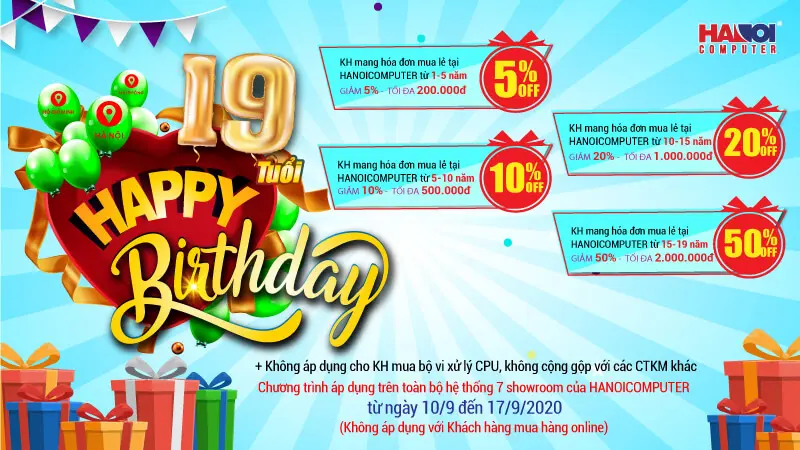 Chương trình Khuyến mãi “Mừng Sinh nhật HACOM 19 tuổi”