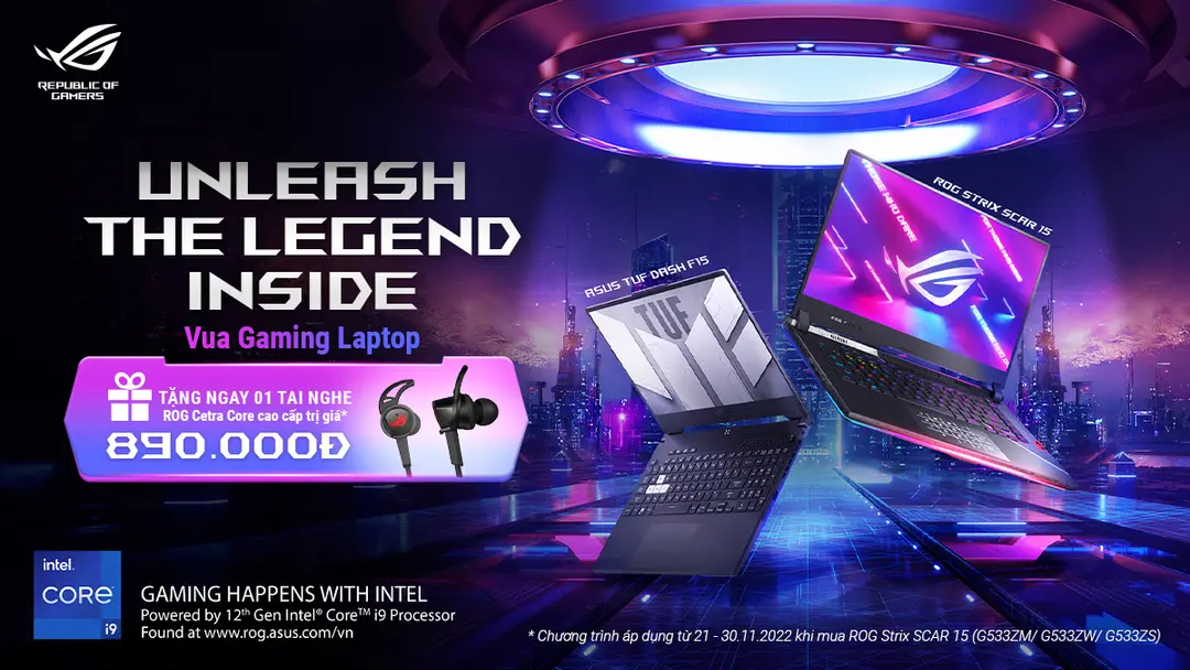 Chương trình khuyến mại Mua laptop ASUS ROG Strix SCAR 15 nhận ngay tai nghe ROG