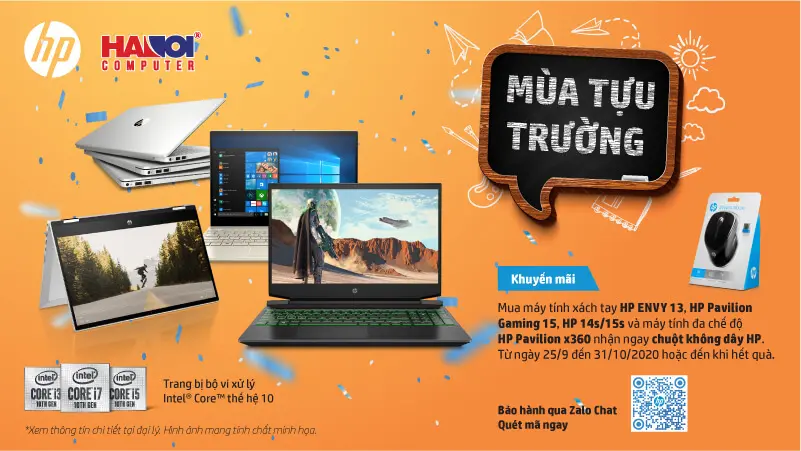 Chương trình Khuyến mãi “Mùa tựu trường, Tặng Chuột không dây khi mua Laptop HP”