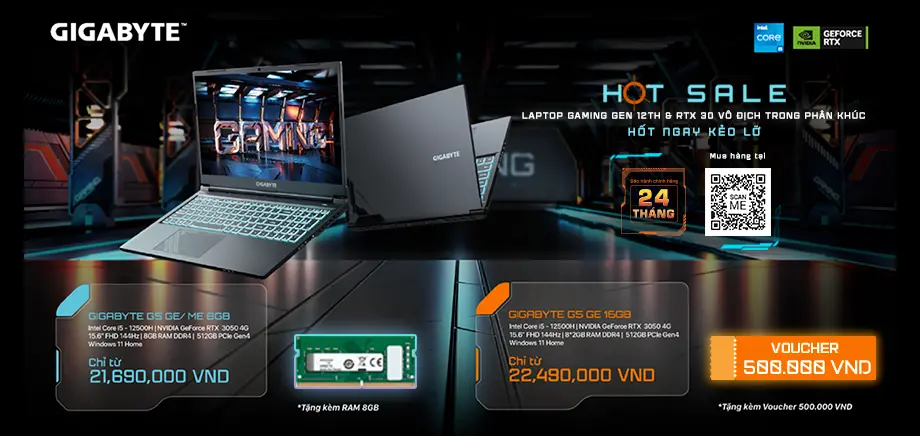 LAPTOP GIGABYTE G5 GEN 12TH + RTX3000 VÔ ĐỊCH TRONG TẦM GIÁ, HOT SALE – HỐT NGAY KẺO LỠ
