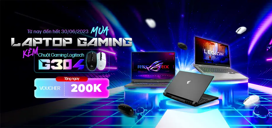 Mua Laptop Gaming tại HACOM, tặng ngay voucher 200k khi mua kèm chuột Logitech G304