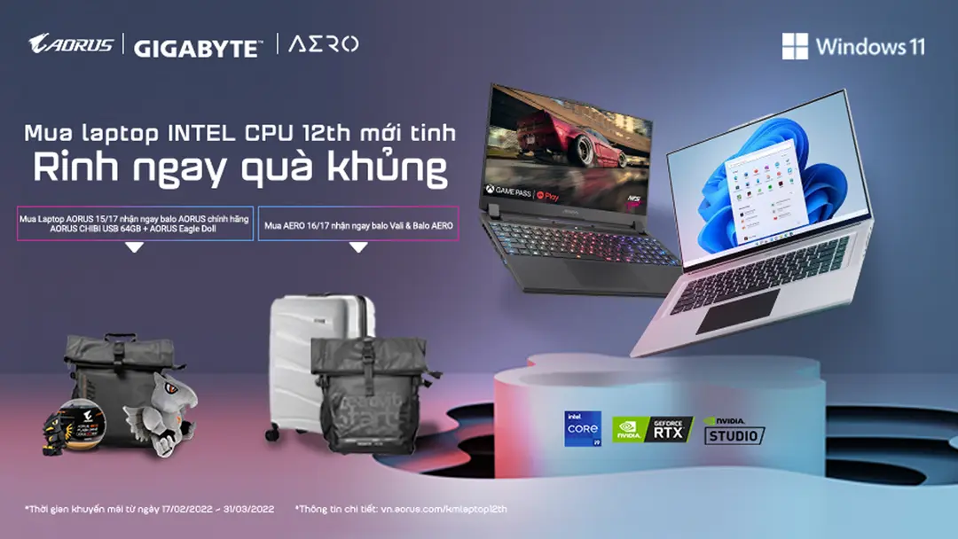Chương trình khuyến mại Rinh ngay quà khủng khi mua laptop Gigabyte