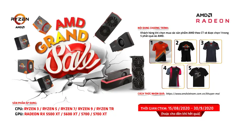 Chương trình Khuyến mãi “AMD Grand Sales” - Tặng áo AMD cực CHẤT