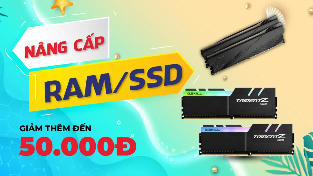 Chương trình khuyến mại Giảm thêm 50k khi mua RAM/SSD tại HACOM