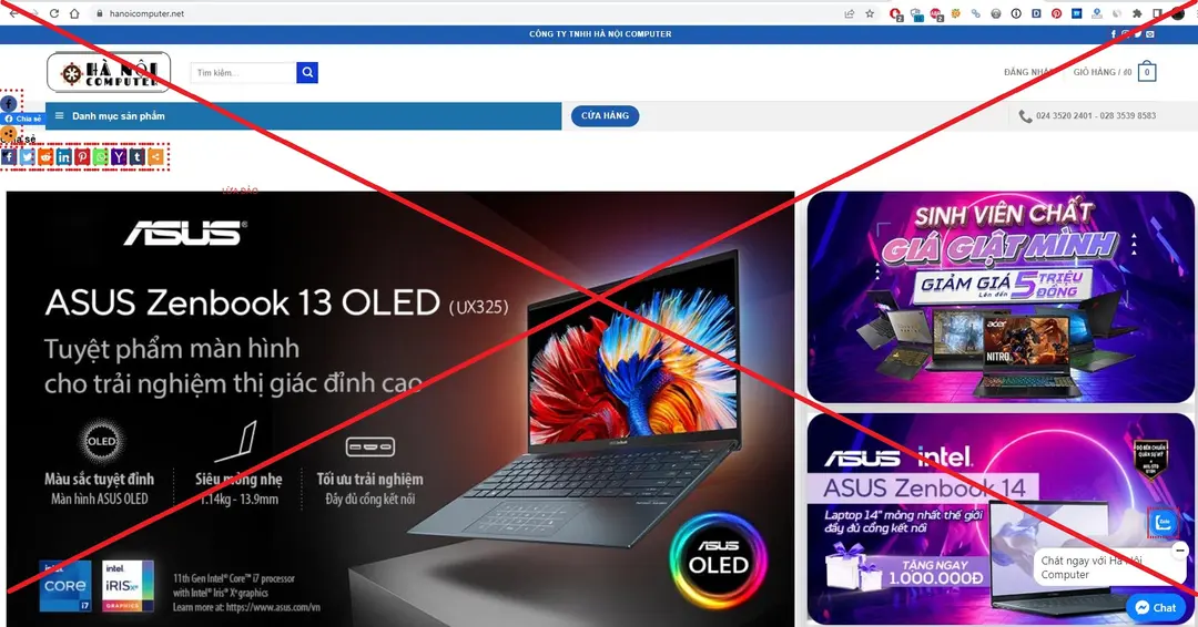 HANOICOMPUTER.NET trang web Lừa đảo, giả mạo HACOM