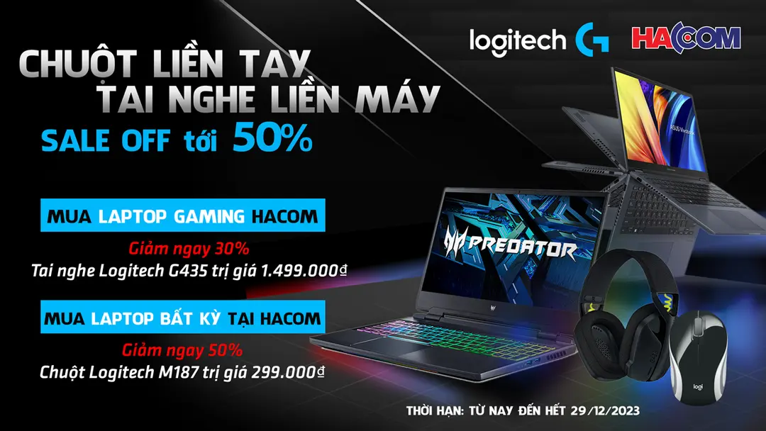 KHUYẾN MÃI HẤP DẪN DÀNH CHO CÁC SẢN PHẨM LOGITECH KHI MUA CÙNG LAPTOP TẠI HACOM!