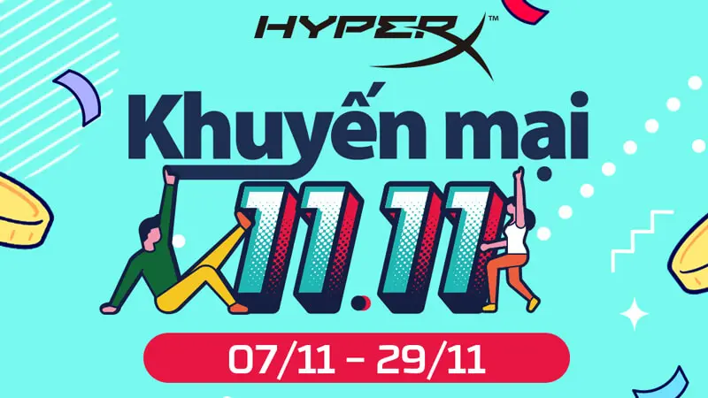 Chương trình Khuyến mãi 11.11 “Giá sốc giảm giá lên đến 30%” cho Tai nghe Hyperx