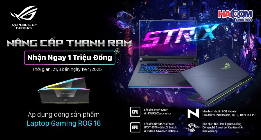 GIẢM NGAY 1.000.000đ KHI MUA LAPTOP GAMING ASUS ROG 16
