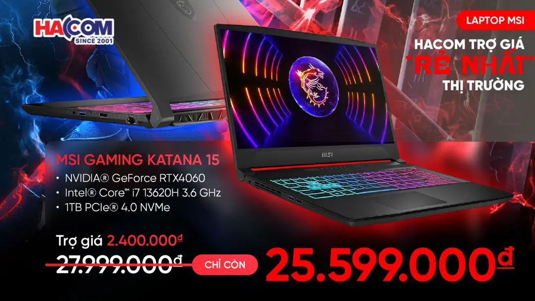 Đánh giá Laptop MSI Gaming Katana 15 B13VFK 676VN – Sức mạnh RTX 40 Series