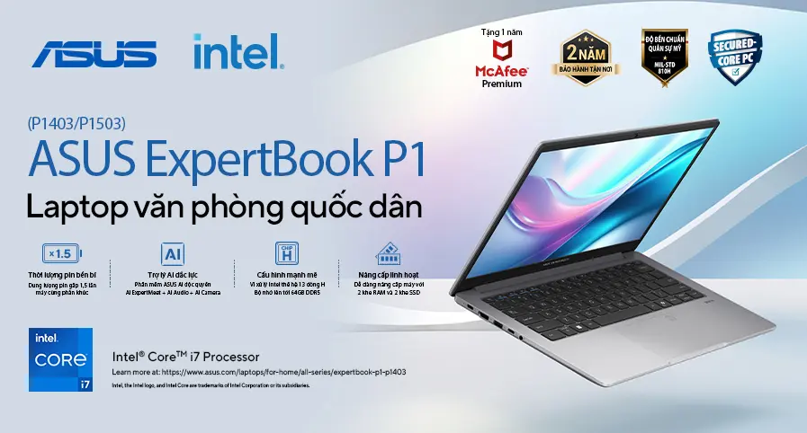 ASUS EXPERTBOOK P1403/P1503 – LAPTOP VĂN PHÒNG QUỐC DÂN, TỐI ƯU CHO DOANH NGHIỆP HIỆN ĐẠI