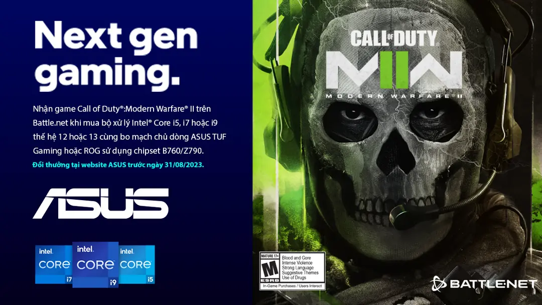 NHẬN GAME CALL OF DUTY®: MODERN WARFARE® II KHI MUA COMBO INTEL CPU & BO MẠCH CHỦ ASUS ROG B760/Z790