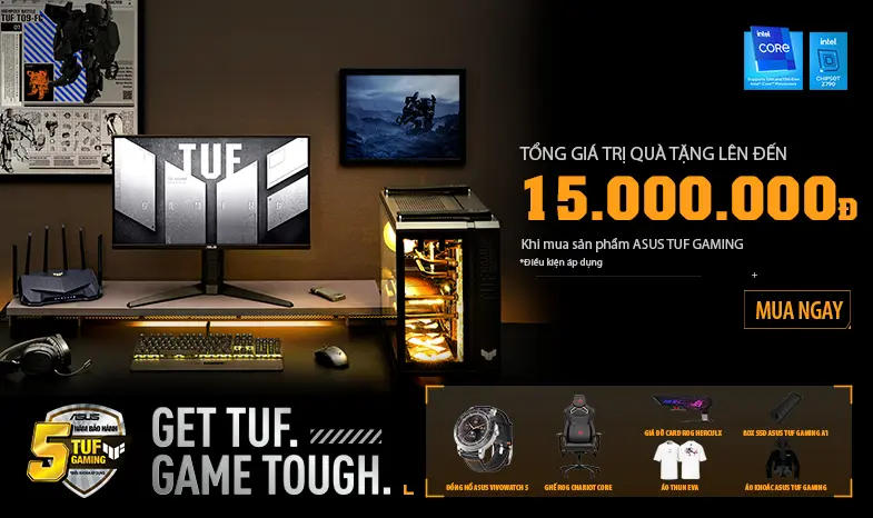 NHẬN NGAY QUÀ TẶNG TỔNG TRỊ GIÁ LÊN ĐẾN 15 TRIỆU ĐỒNG KHI MUA SẢN PHẨM ASUS TUF GAMING!!!