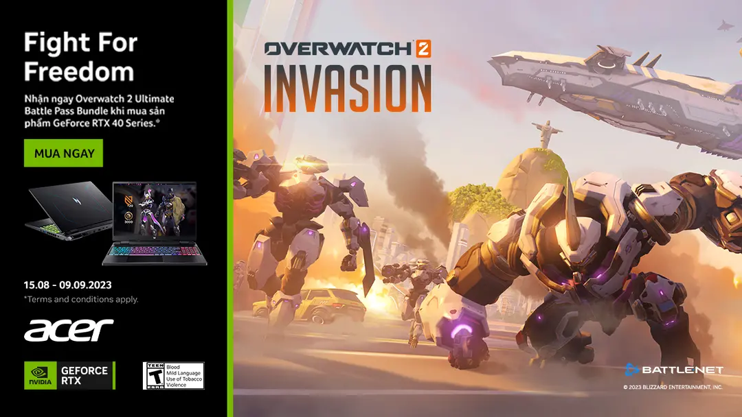 Mua Laptop ACER tặng OVERWATCH 2 ULTIMATE BATTLE PASS BUNDLE