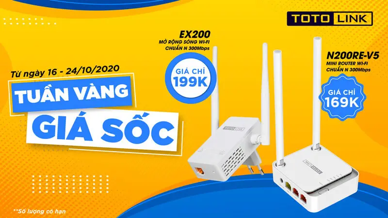 Chương trình Khuyến mãi “Tuần Vàng Giá Sốc cùng TotoLink”