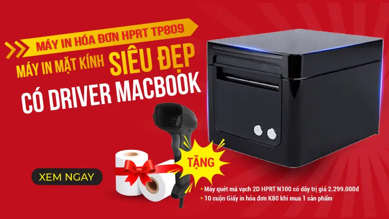 Chương trình Khuyến mãi “Tặng Máy Quét Mã Vạch khi mua Máy In Hóa Đơn HPRT TP809”