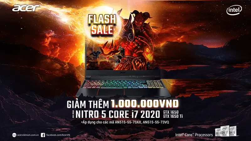 Chương trình Khuyến mãi “Flash Sale – Giảm Ngay 1 Triệu cho Khách Hàng Mua Laptop Gaming Acer”