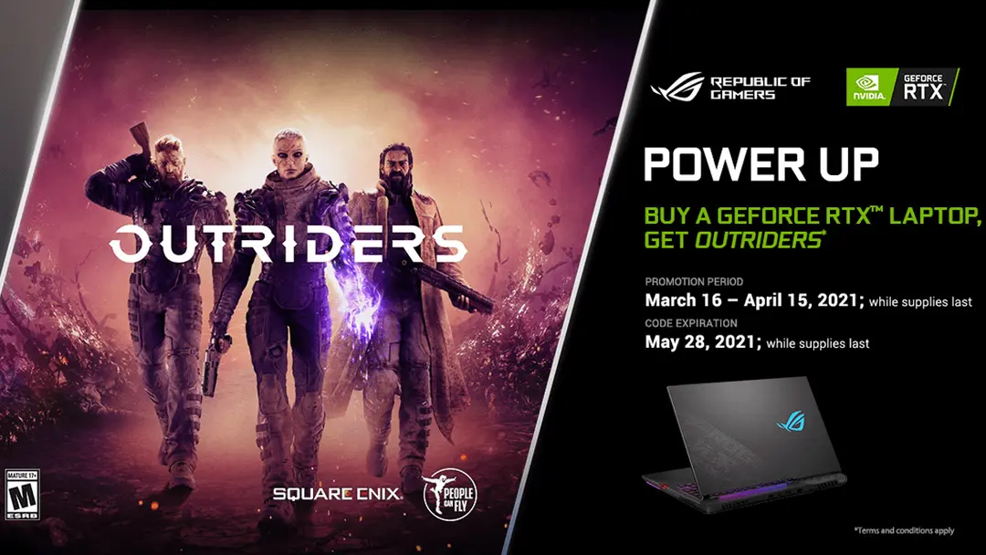 Chương trình Khuyến mãi “Khuyến mãi Game code Outriders trị giá 1.390.000đ cho Laptop ASUS RTX”