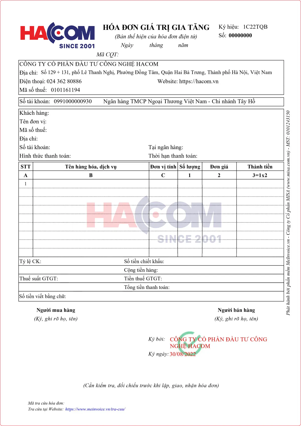Hóa đơn mẫu
