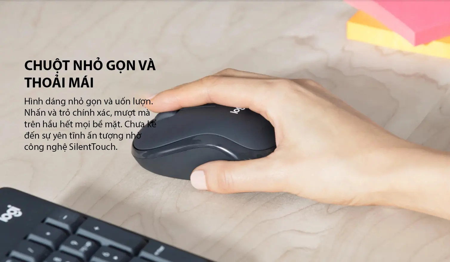 Bộ bàn phím chuột không dây Logitech MK295 màu đen (USB/SilentTouch) 4
